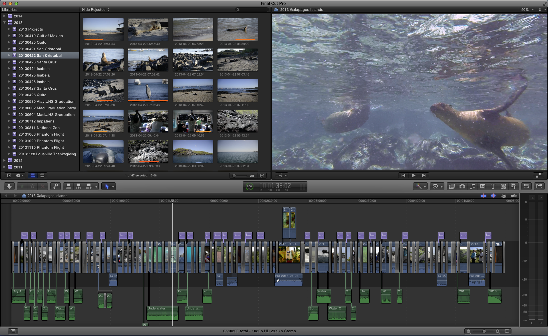 Final Cut Pro X Galapagos Project Timeline