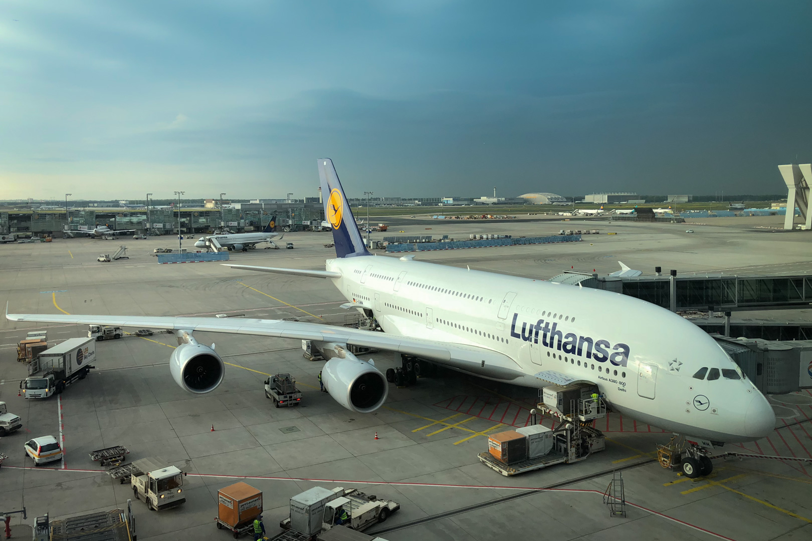 Airbus A380 after arrival at Frankfurt
